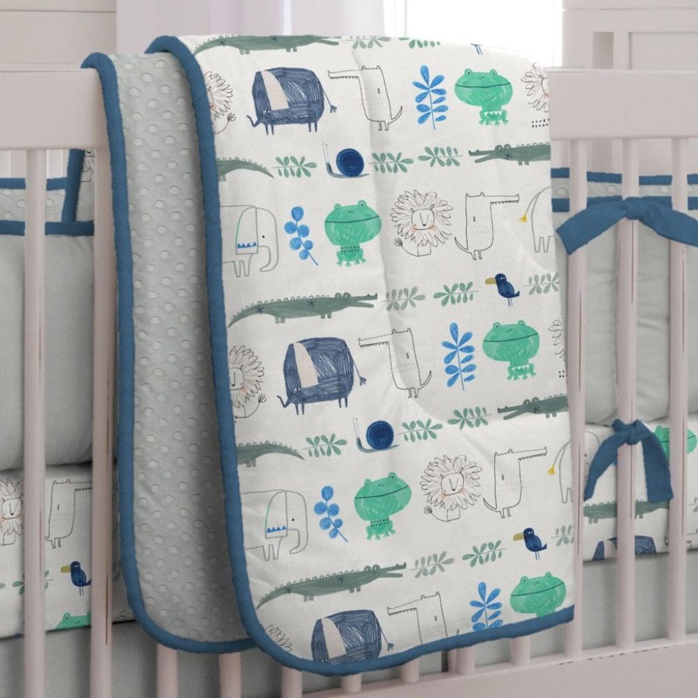 Carousel Designs Baby BOY Crib Comforter - Watercolor Safari Friends